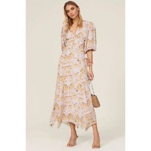 Allsaints Aspen Momo Cherry Blossom Midi Puff Sleeve Dress